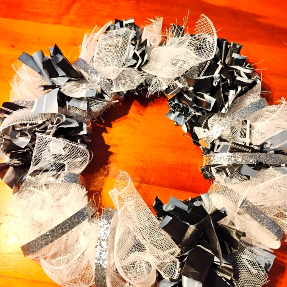 Black and White Decorative Wreath